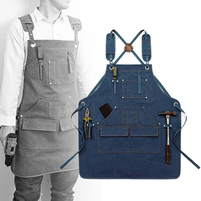 Colaxi Tablier de Jardinage Tablier de Menuiserie Outil Multifonction Tablier en Toile Tablier de Travail pour Techniciens Hommes Femmes Forgerons Électricien Bleu