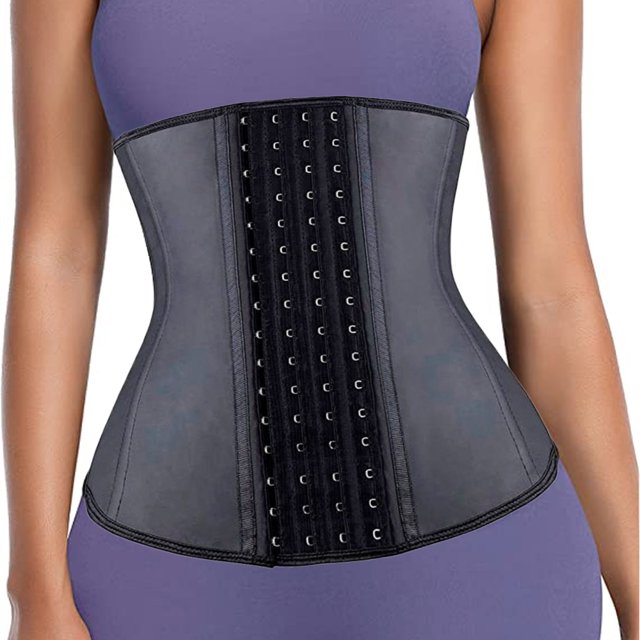 Lojalitet Corsé de cintura de látex para mujer, cinturón deportivo, moldeador de cuerpo con forma de reloj de arena, entrenador de cintura - Negro