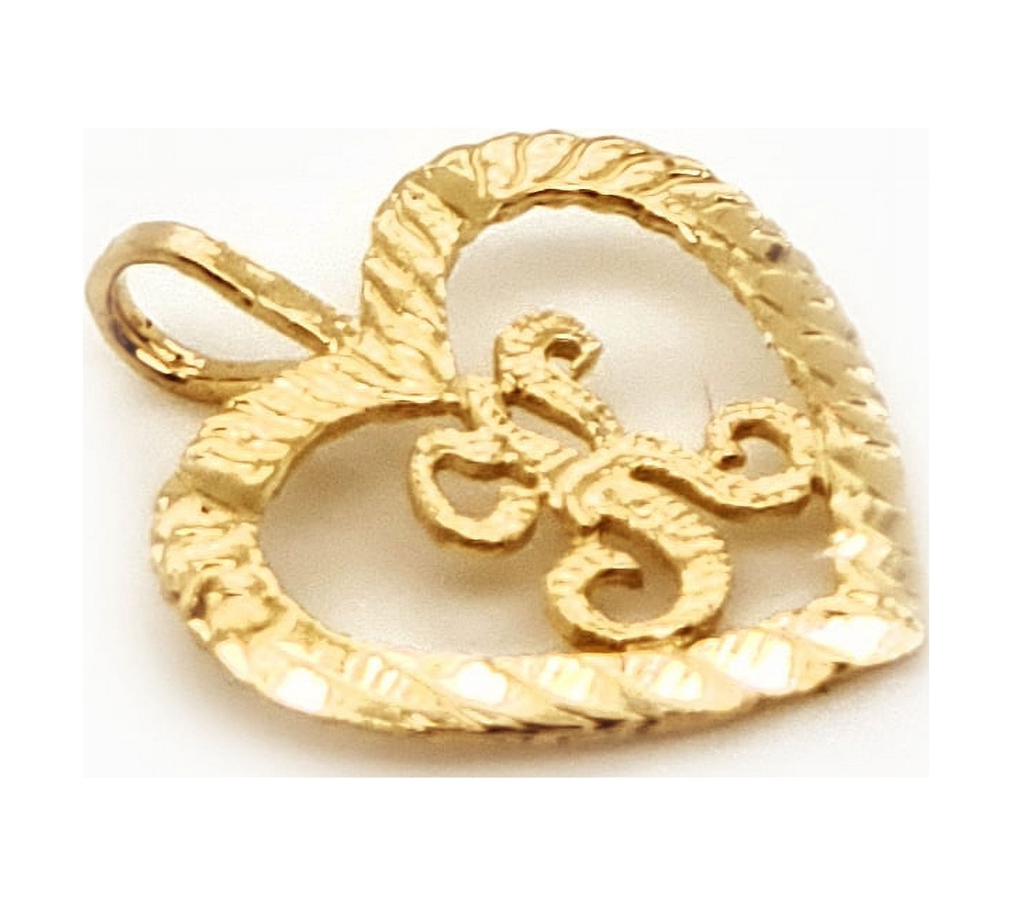 Genuine 14k Yellow Gold 0.59" Fancy Heart Initial Letter K Necklace 16", 18", 20", 22" Trendy Charm Initial Necklaces for Women