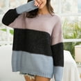 thumbnail image 3 of JINMGG 2024 Fall Winter Plus Size Sweaters for Women Clearance,Women's Fashion Long Sleeve Stripe Color Matching Pullover Sweater Knitwear, 3 of 9