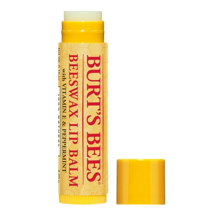 Burt's Bees 100% Natural Moisturizing Lip Balm, Original Beeswax with Vitamin E & Peppermint Oil -  1 (Best Overnight Lip Treatment)