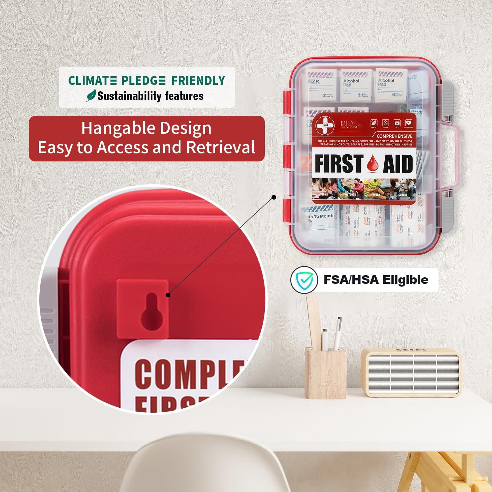 371 Pieces Osha All-purpose First Aid Kit  Home & Office Professional Supplies Ideal For Emergency School Business