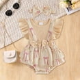 thumbnail image 2 of Baby Ruffle Sleeve Bodysuit with Bow Print and Waist Tie,Matching Headband Set, 2 of 5