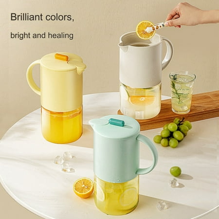 

Portable Glass Water Jug with Lid Kitchen Coffee Pot with Handle Coffee Tea Kettle Coffeeware Teaware 1500ml Yellow