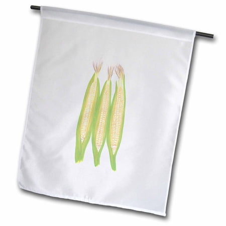 Painting of Three Ears of Corn on Cob Partially in Husks with Silk 18 x 27 inch Garden Flag fl-316426-2