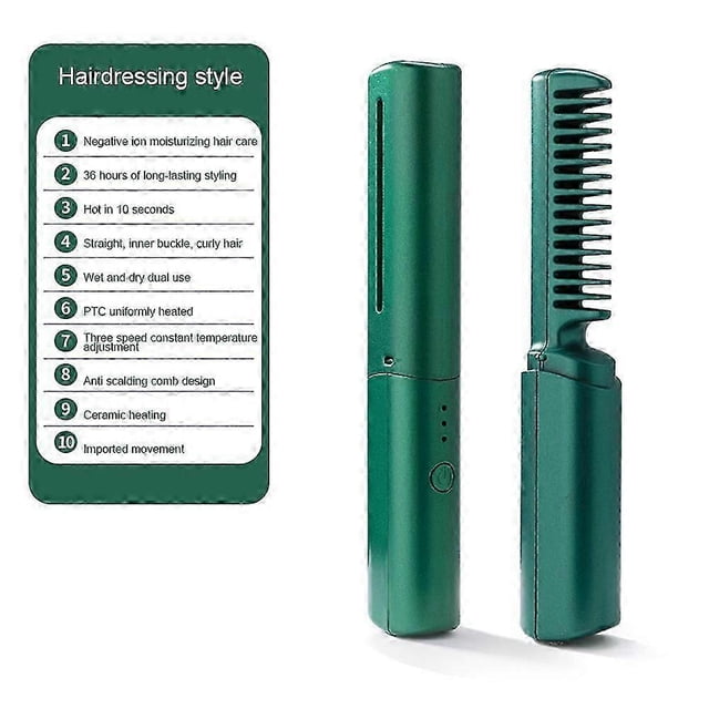 Wireless Mini Cordless Portable Usb Hot Smoothing Comb Heating Dual-purpose Curler Hair Straightener Brush