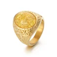 thumbnail image 5 of Retro 14K Yellow Gold Rings Luxury Big Stone men Women Rings Wedding Couple Fashion Jewelry, 5 of 8
