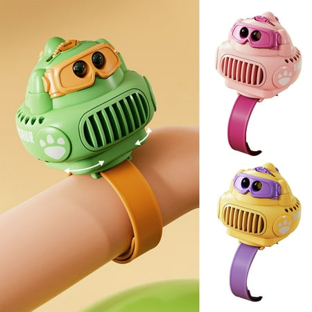 

Hesroicy Kids Watch Fan No Blade USB Rechargeable Cartoon Design Dynamic Projection Strong Wind Cooling Three Gears Summer Watch Cooler Kids Mini Fan Kids Toys