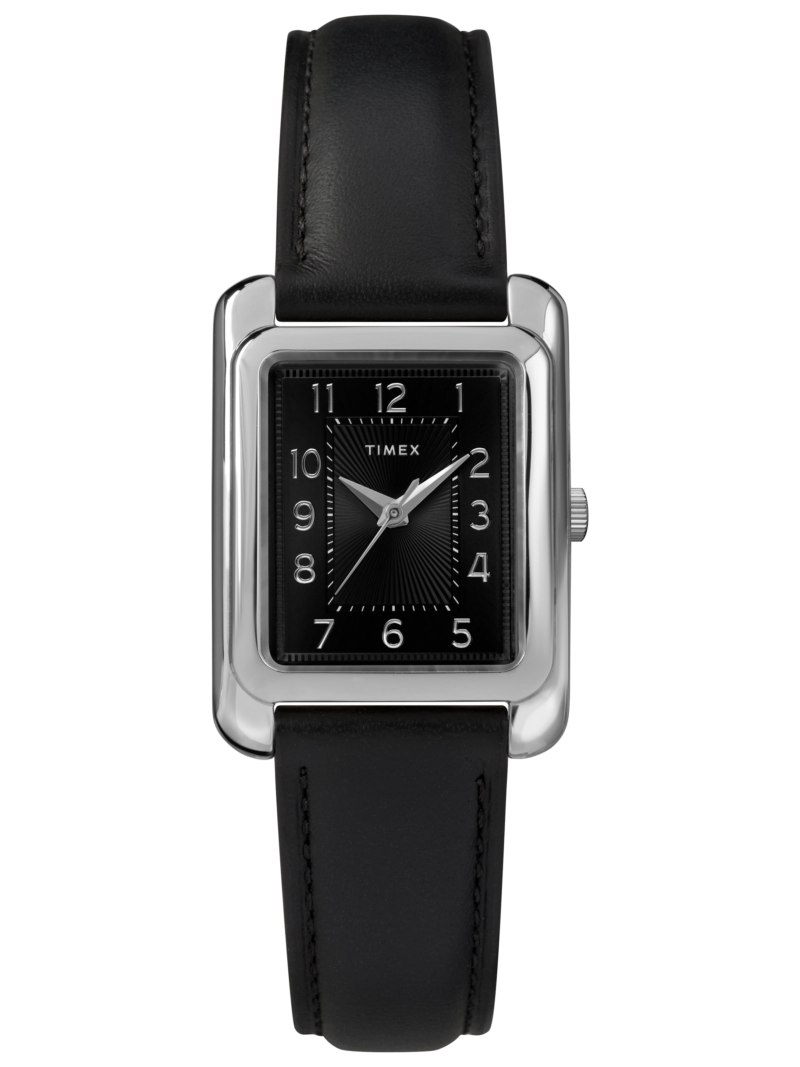 Timex Women s Meriden Black Silver Tone Watch Leather Strap