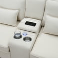 thumbnail image 3 of Uph114.2" Modular Sectional Sofa, Upholstered 4 Seater Sofa Couch with Console,Fabric U-Shaped Sofa with Cup Holders,USB Ports & 4 Throw Pillows for Living Room, Apartment,Beige, 3 of 9