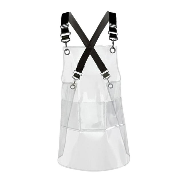 Langgg Transparent Apron Kitchen with Large Pocket Apron 60cm TPU TPU Yellow Material Black 60cm