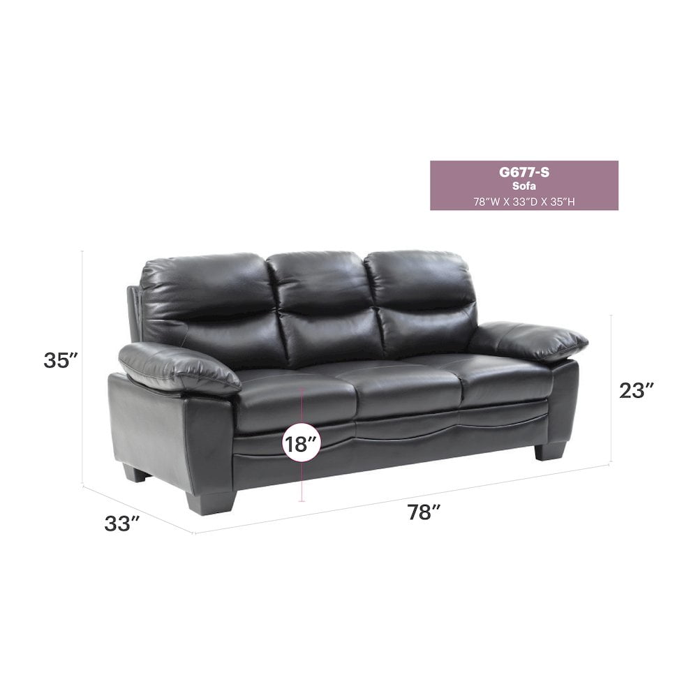 Glory Furniture Marta Sofa in Black Color