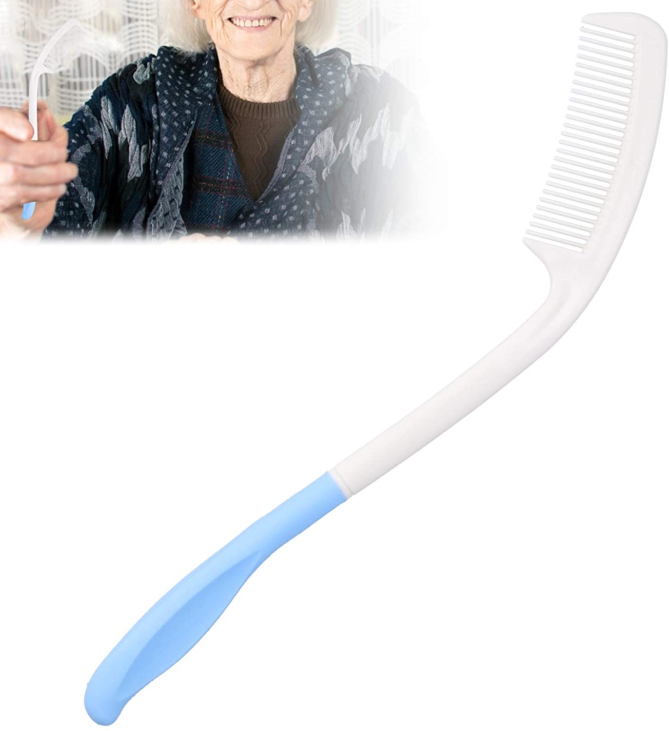 Long Handle Comb, Ergonomic Curved Handles Combs Portable Long Reaches