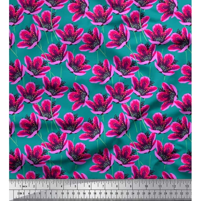 Soimoi Rayon Fabric Artistic Floral Print Fabric by the Yard 56 Inch Wide