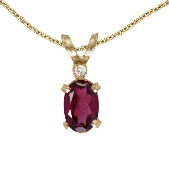 14k Yellow Gold Oval Rhodolite Garnet And Diamond Filagree Pendant