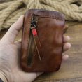 thumbnail image 2 of Hsqqdc 1pc Genuine Leather Vintage Zipper Coin Pouch Men Change Holder for Daily Cash Cards, 2 of 7