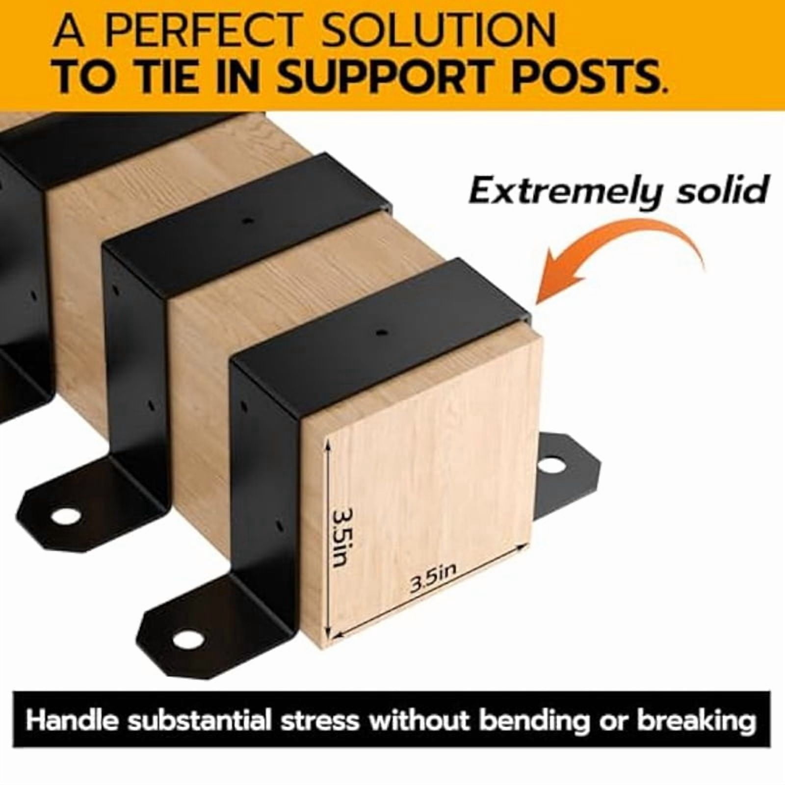 4pcs Strap Post Ties Black Deck Fence for 4x4in Post U Bracket,Can Be Fence Post Brackets for Metal Posts to Wood