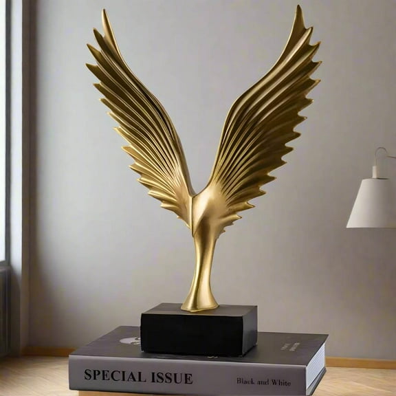Abstract Golden Raptor Sculpture for Home Office Decor Style: Golden Raptor