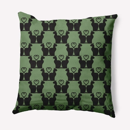 Simply Daisy 16" x 16" Cat Clowder Indoor/Outdoor Polyester Throw Pillow, Sage