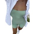 thumbnail image 4 of xiaxaixu Women Solid Color Knit Playsuits Wrap Chest Strapless Boat Neck Backless High Waist Yoga Skinny Short Jumpsuits Rompers, 4 of 4