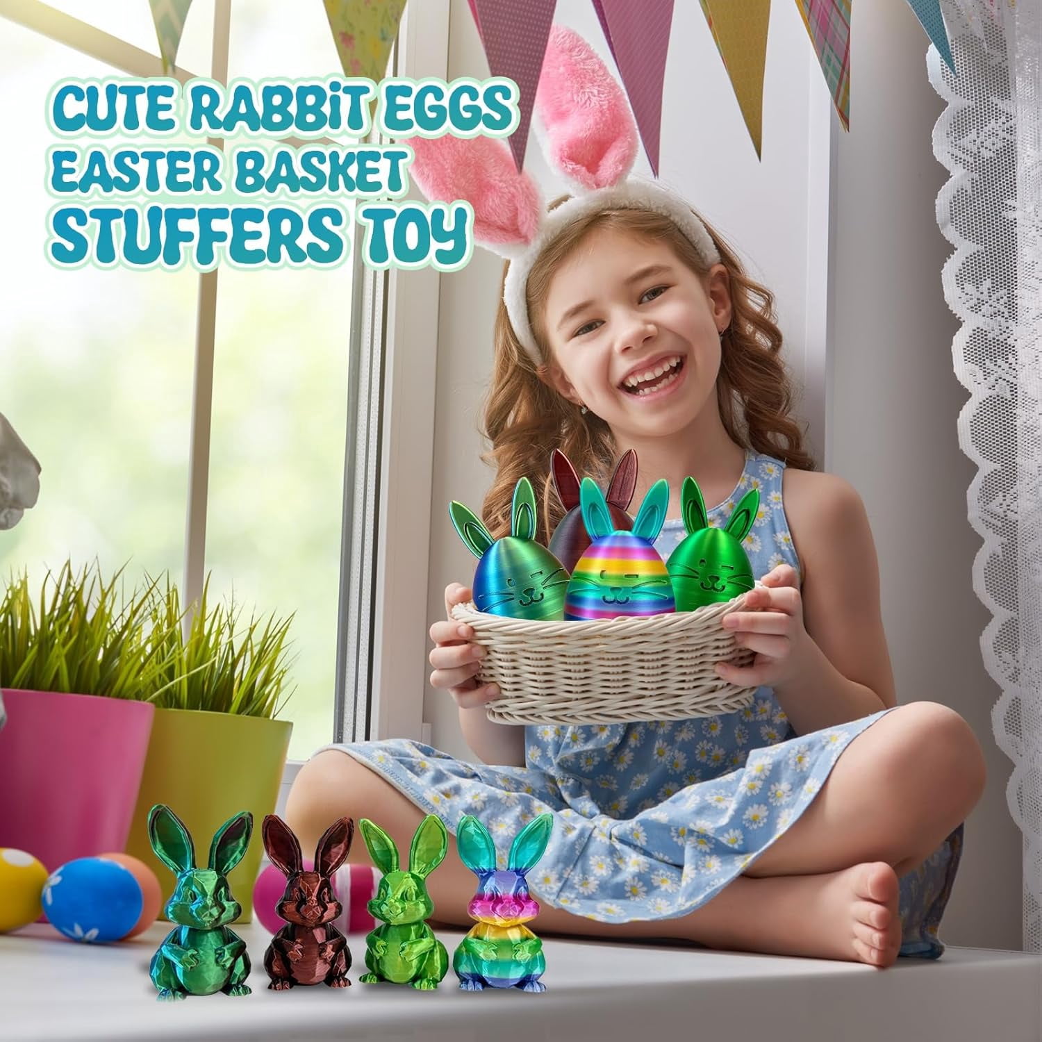 Vggrvlo 3D Printed Animals with Toys Inside Easter Eggs Decorations 3D Printing Toys for Easter Ornament for Birthday Gifts & Party Favors