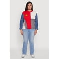 thumbnail image 3 of Womens Plus Size Daisy Color Blocked Denim Sleeve Sweater, 3 of 5