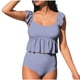 thumbnail image 1 of Blusas de Mujer Vestido Casual Impreso sin Mangas Bikini Traje de Baño Superior Empujar Arriba Set de Trajes de Baño Acolchados, 1 of 6
