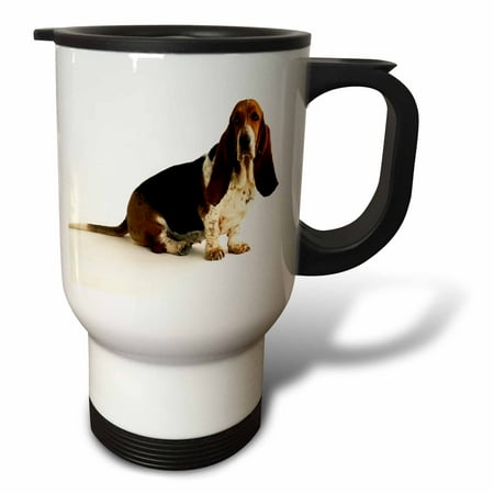 

3dRose Handsome Basset Hound Travel Mug 14oz Stainless Steel