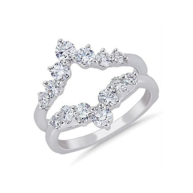 0,50 Ct P.t. Rond Naturel Diamond Dernier Design Alliance Éternité pour Femmes en Or Blanc Massif 18K Taille 8