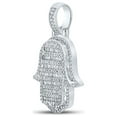 thumbnail image 2 of 10kt White Gold Mens Baguette Diamond Hamsa Charm Pendant 7/8 Cttw, 2 of 2