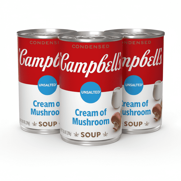 Campbell's Condensed Unsalted Cream of Mushroom Soup,(3-Pack) 10.5 oz Can