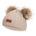 thumbnail image 2 of Lindo gorro de punto para bebé Aumtum Infant Kids Headwear Crochet Beae beige Zulema Sombrero de pompones para niños y niñas, 2 of 5