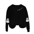 thumbnail image 4 of NMMUED Plus Size Halloween Shirt, Fall Tops for Women 2025, Halloween Long Sleeve Shirt, Cute Sweatshirts, Halloween Womens Clothing, Oversized Crewneck Sweatshirt Women, Black S, 4 of 7