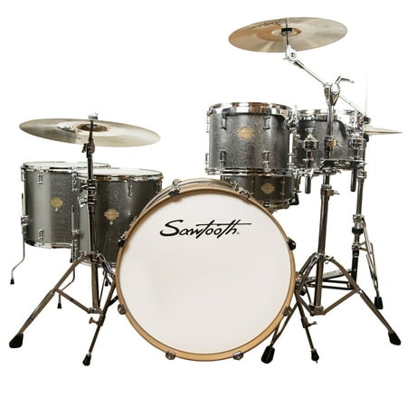 Sawtooth Command Series 6-Piece Drum Set Shell Pack with 24" Bass Drum, Silver Sparkle