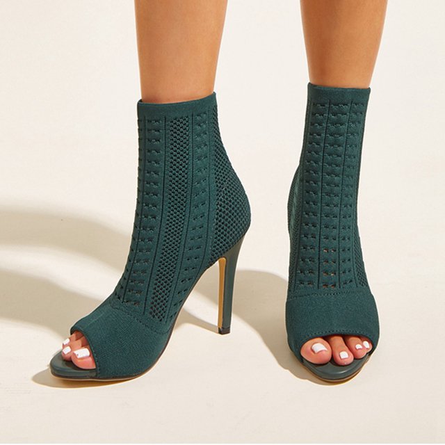 Calcetines de tacón alto para mujer, cómodos, sexys, de punto, con punta abierta, boca de pez, botas, sandalias Wmkox8yii hfjk1841