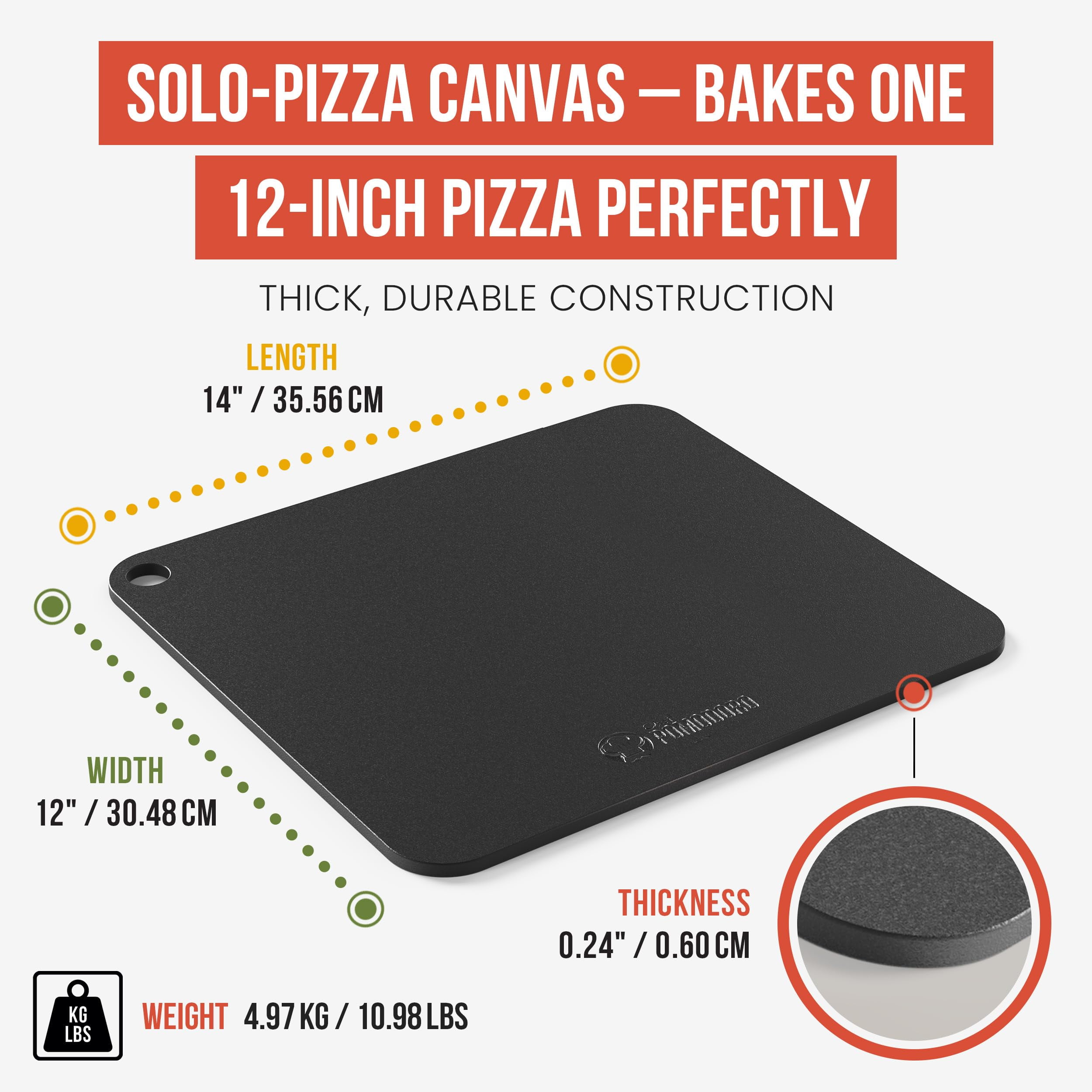 Chef Pomodoro Pizza Steel for Oven 14 Inch 1/4 Inch Thick, Baking Steel for Oven, Grill, Sourdough Bread, Baking Stone for Oven With Lifting Holes 14" X 12" (35.6 x 30.5 cm)