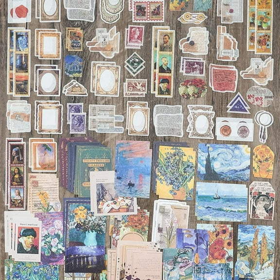 YEZDIX 200 Pieces Vintage Scrapbook Supplies Pack for Art Journaling Bullet Junk Journal Planners DIY Paper Stickers Craft Kits Notebook Collage Album Aesthetic Cottagecore Picture Frames