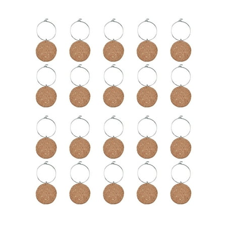 

20 Pcs Charms For Glasses Blank Cork Glass Charms DIY Glass Charms Drink Markers For Glass Champagne Flutes