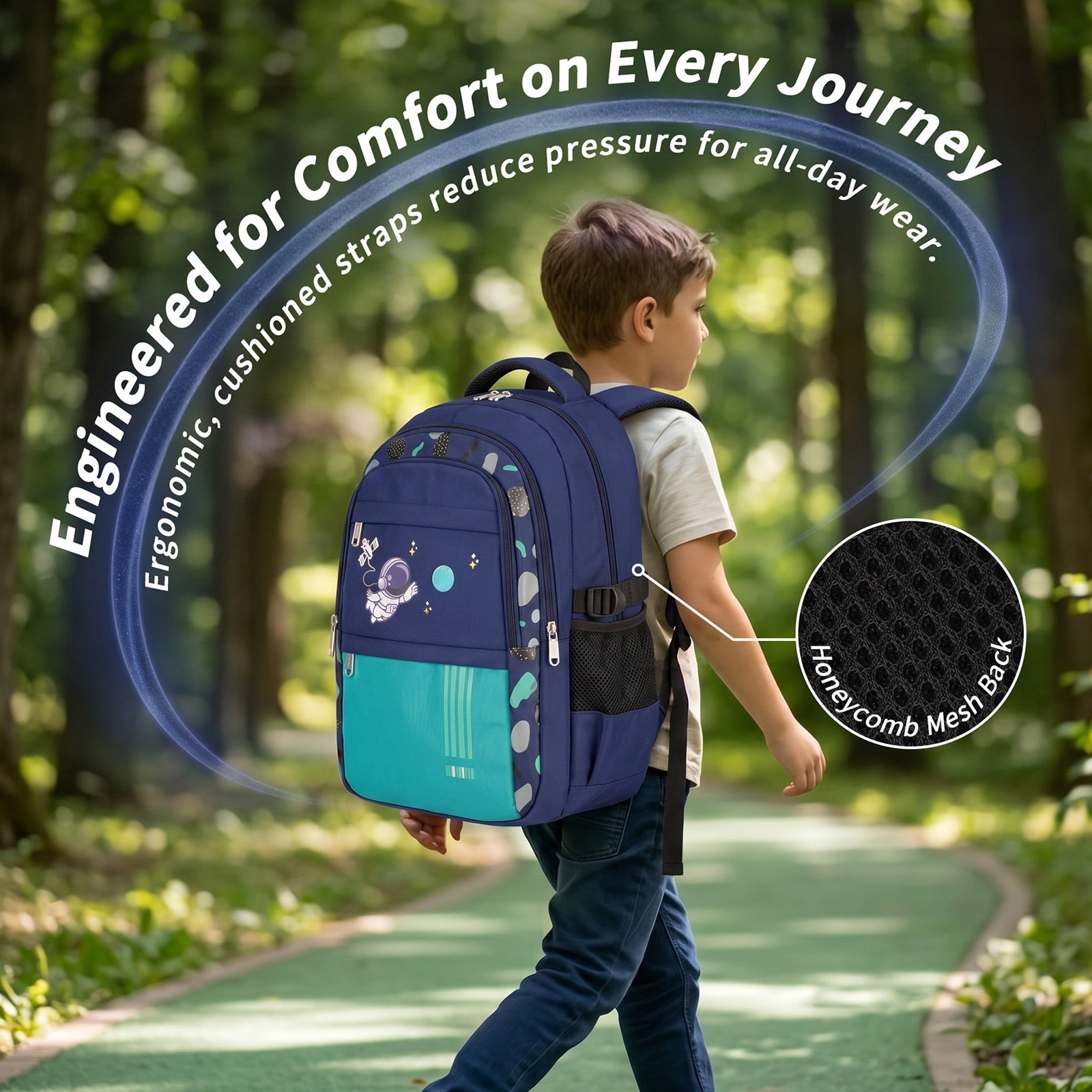 Lvelia School Backpack for Boys Kids Elementary School Bags Middle School Primary School Bookbags Lightweight Sturdy Spaceman Gifts,Green