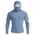 thumbnail image 2 of Men's Full Face Coverage Sun Shirt with Built-in Mask and Thumbholes Featuring Raglan Sleeves for Summer Fishing Hiking Cycling Running Beach Trips Sky Blue XL, 2 of 9