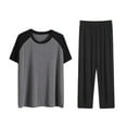 thumbnail image 2 of Awdenio Mens Pajama Sets Pajama Set Sleepwear Lightweight Quick Dry Short Sleeve Shirts Long Pants Trousers Soft Comfy Sleep Sets, 2 of 9