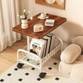thumbnail image 3 of Coffee Table Cart with 360° Wheels and Storage, 2 Tier Movable Wood Small End Tables, 3 of 6