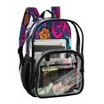 thumbnail image 2 of Large Clear PVC Backpack Heavy Duty See Through Backpack for Adults Work Travel, Neon Rainbow Roses Printed 12L, 2 of 8
