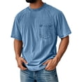 thumbnail image 2 of Hfnxid Big and Tall Men's Short Sleeve Shirt Vintage Crewneck T-Shirt with Pocket Fashion Streetwear Tee Blue L, 2 of 5