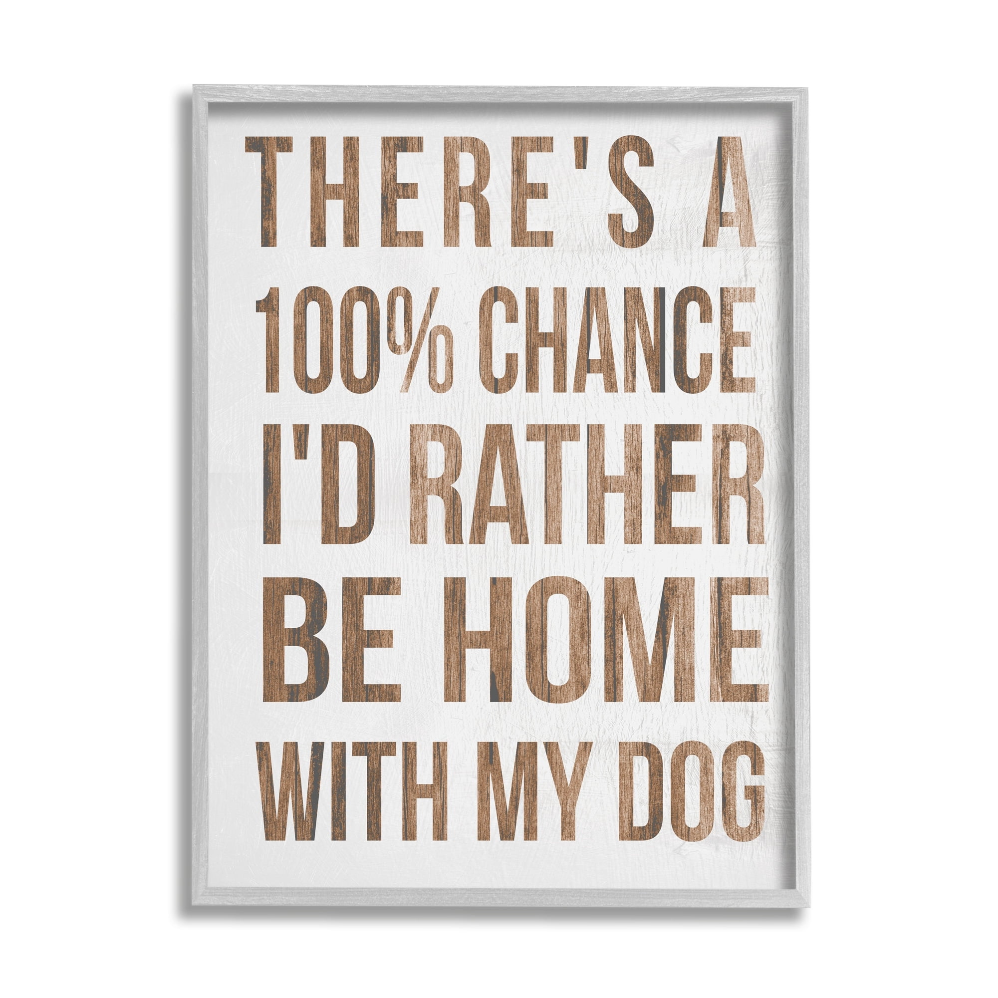 Stupell Industries 100% I'd Rather Be Home With Dog Phrase, 16 x 20, Design by Daphne Polselli