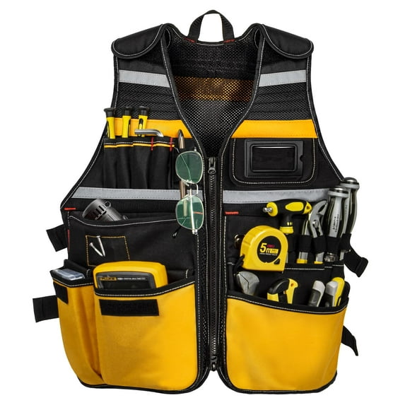 Chaleco TooCust Electrician para hombre con 22 bolsillos y reflectante