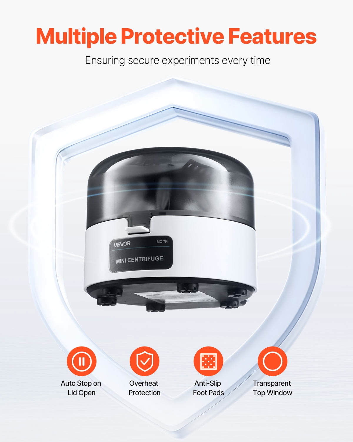 VEVOR Mini Centrifuge Machine, 3013xg RCF Electric Laboratory Centrifuge Machine with 2-in-1 Rotor for 0.2/1.5/2ml Tube Capacity, Fixed Speed 7000r/min, Low Noise, Widely Used in Various Experiments