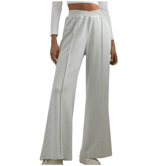 Maean Wide Leg Pants for Women Elastic High Waist Loose Trendy Comfy Trousers for Workout Sport Running