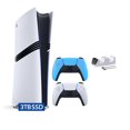 thumbnail image 1 of PlayStation 5 Pro 3TB SSD Digital Console with Two Controllers, White and Starlight Blue DualSense and Mytrix Dual Controller Charger - Flagship PS5 Pro Console, 1 of 9