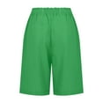 thumbnail image 4 of Pxkloy Women's Bermuda Shorts Casual Trendy Summer 2025 Shorts Elastic Waist Drawstring Linen Shorts Knee Length Dandelion Print Shorts Green,XL, 4 of 4
